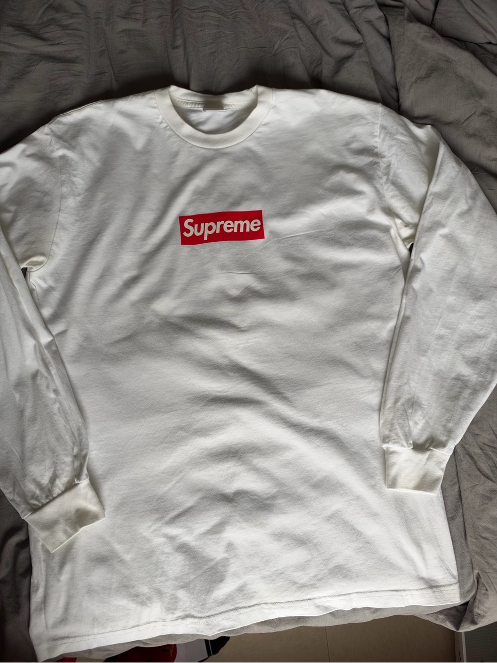 Supreme classic box logo L/S Tee shirt WHITE Large